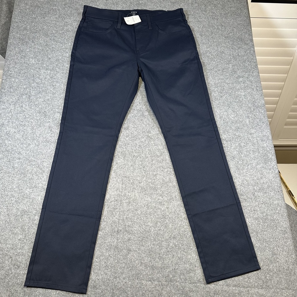 J Crew Pants Mens 32x32 Navy Blue Slim Flex Stretch Chino Dress Casual New Tags - Picture 4 of 12